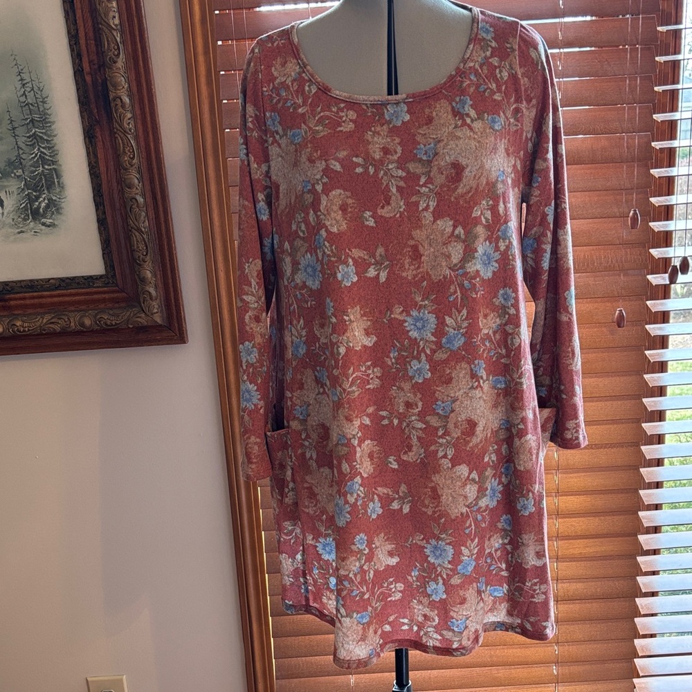Emerald Brand ❤️Floral Tunic Long Sleeve Size 2X EUC ❤️